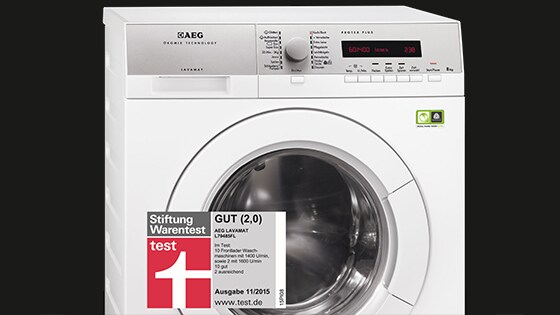 Die AEG Waschmaschine LAVAMAT L79485FL erhielt das Testurteil "Gut" in Stiftung Warentest Ausgabe 11/2015