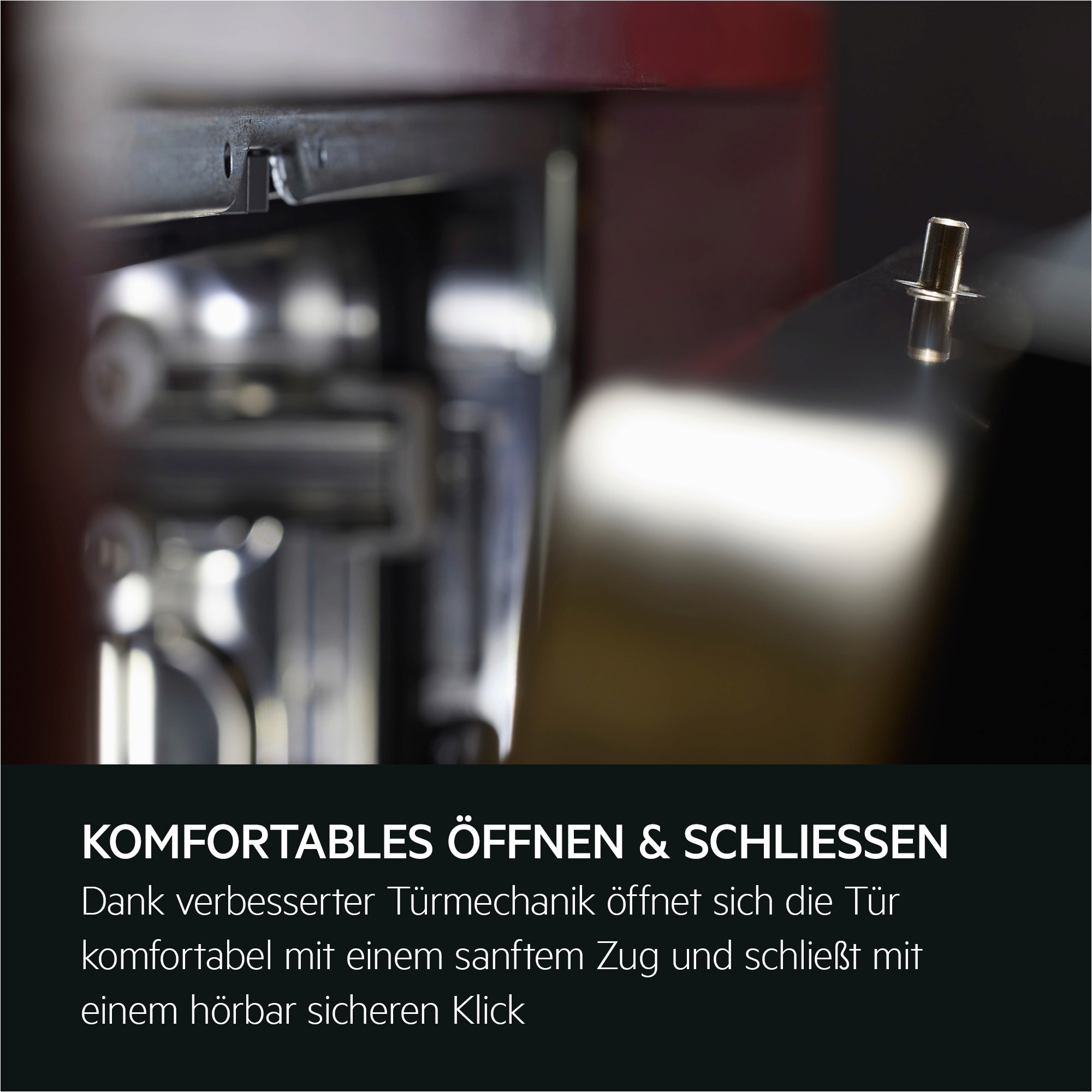 Detailaufnahme eines Türschlosses mit Hinweis auf komfortables Öffnen und sicheres Schließen.