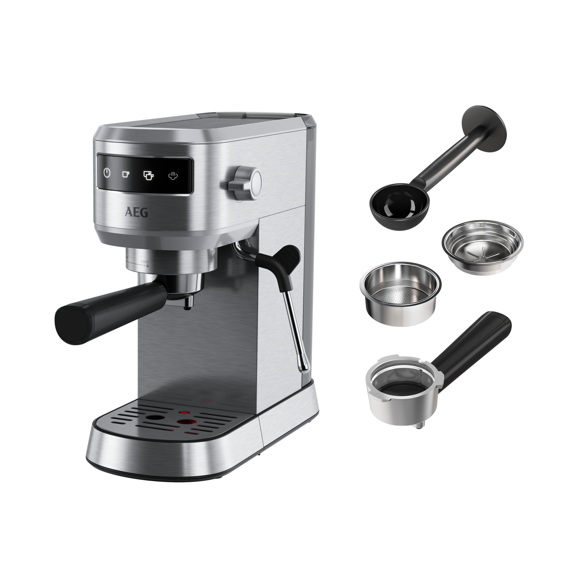 7332543838356 - Exzellent EC6-1-6ST Gourmet 6 Espresso Siebträger Kaffeemaschine | silber schwarz