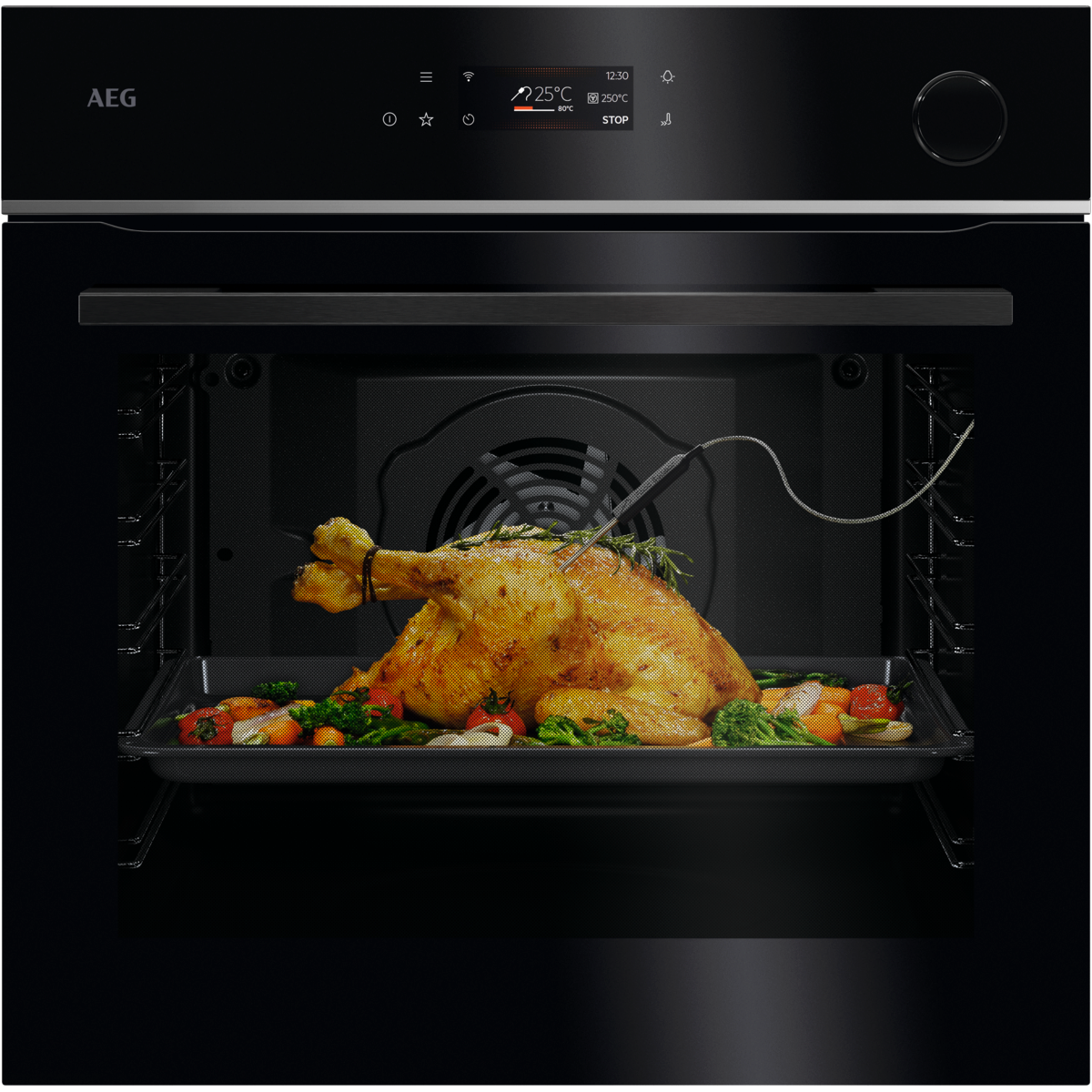 AEG 7000 MealAssist mit SteamCrisp® / Einbaubackofen / WLAN-fähig / Pyrolytische Selbstreinigung / Schwarz