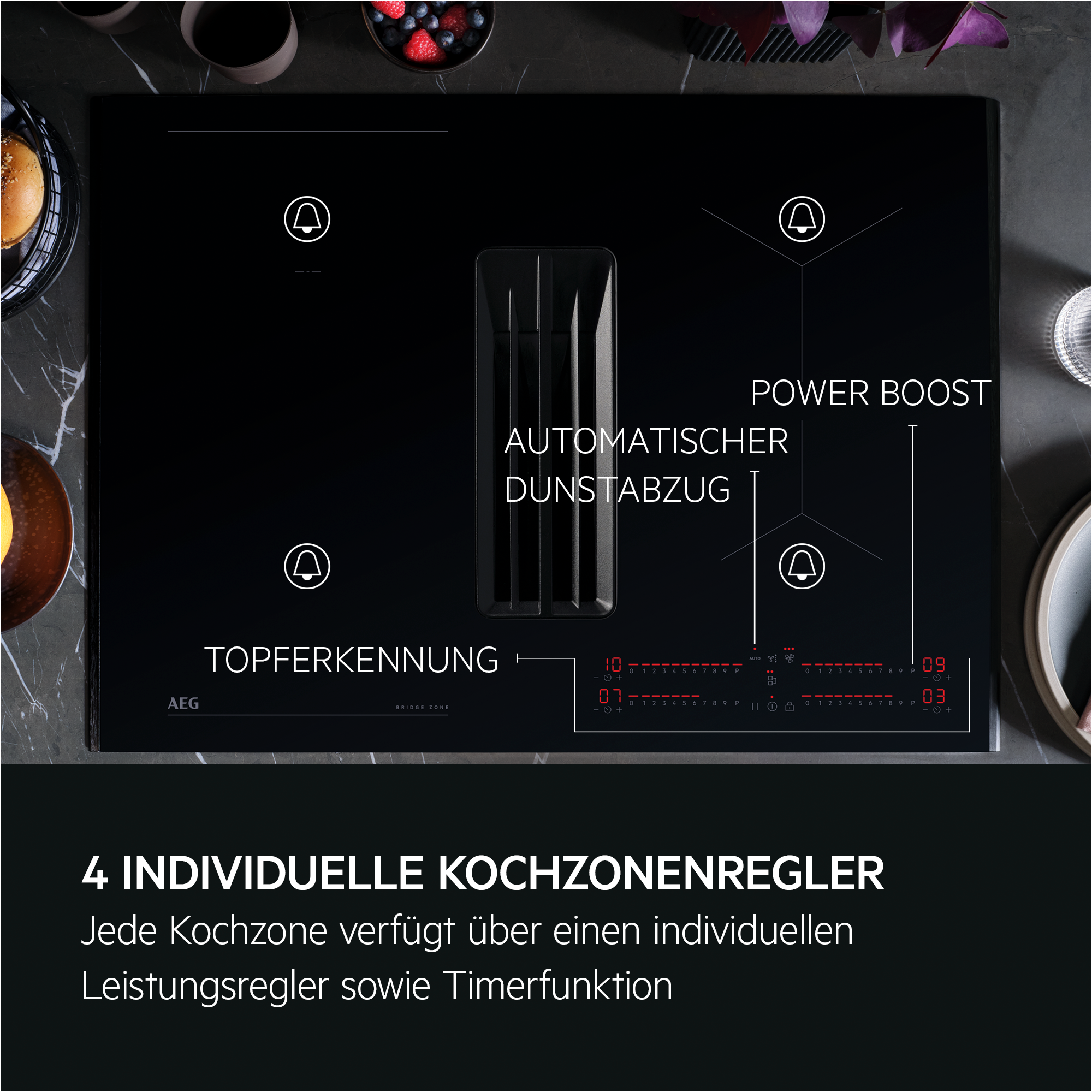 AEG - Kochfelder mit integriertem Dunstabzug - XUB6745IS