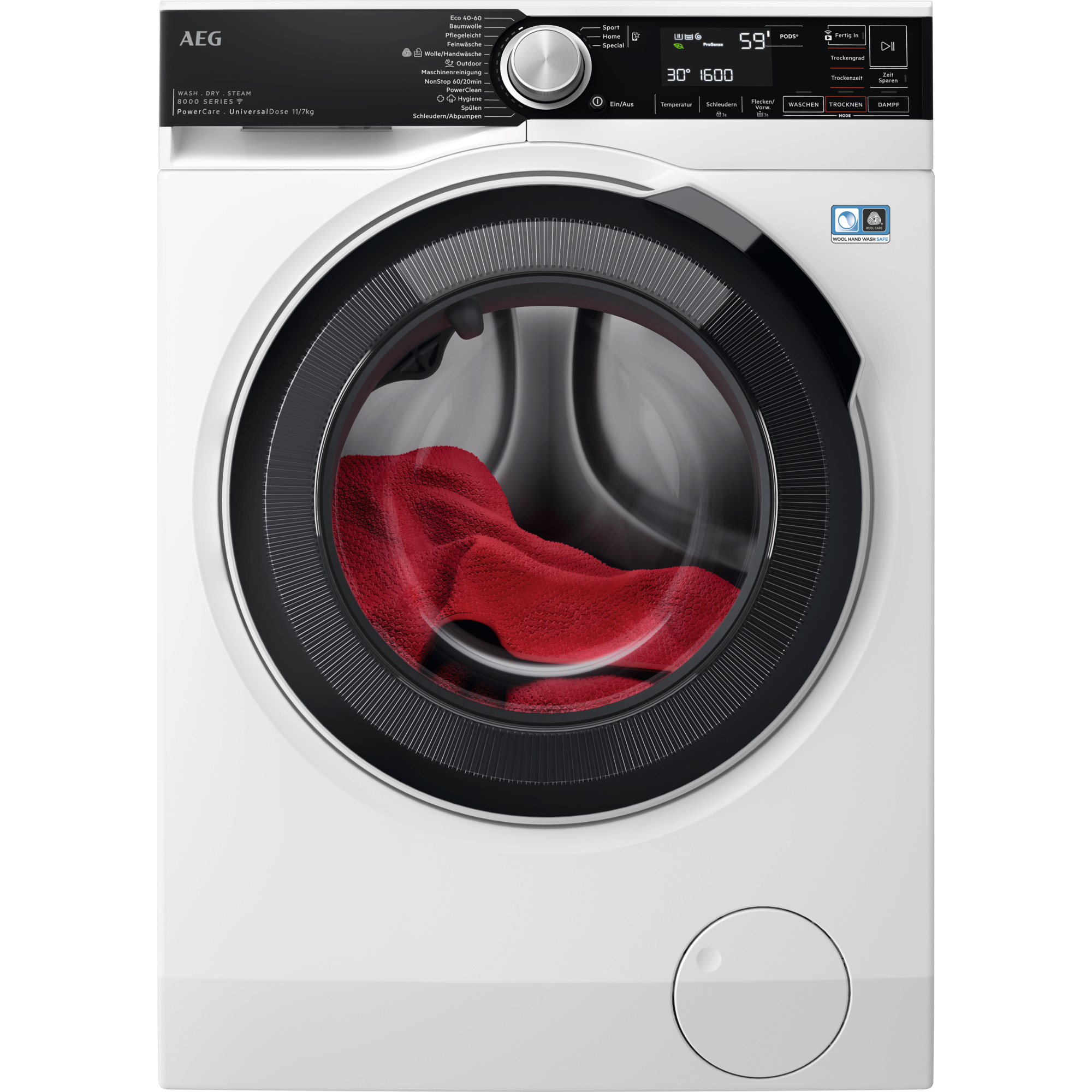 7333394052151 - LWR8E80610 Waschtrockner   Serie 8000 PowerCare   110 kg Waschen   70 kg Trocknen   D   energiesparend   Mengenautomatik   Nachlegefunktion   1600 U min