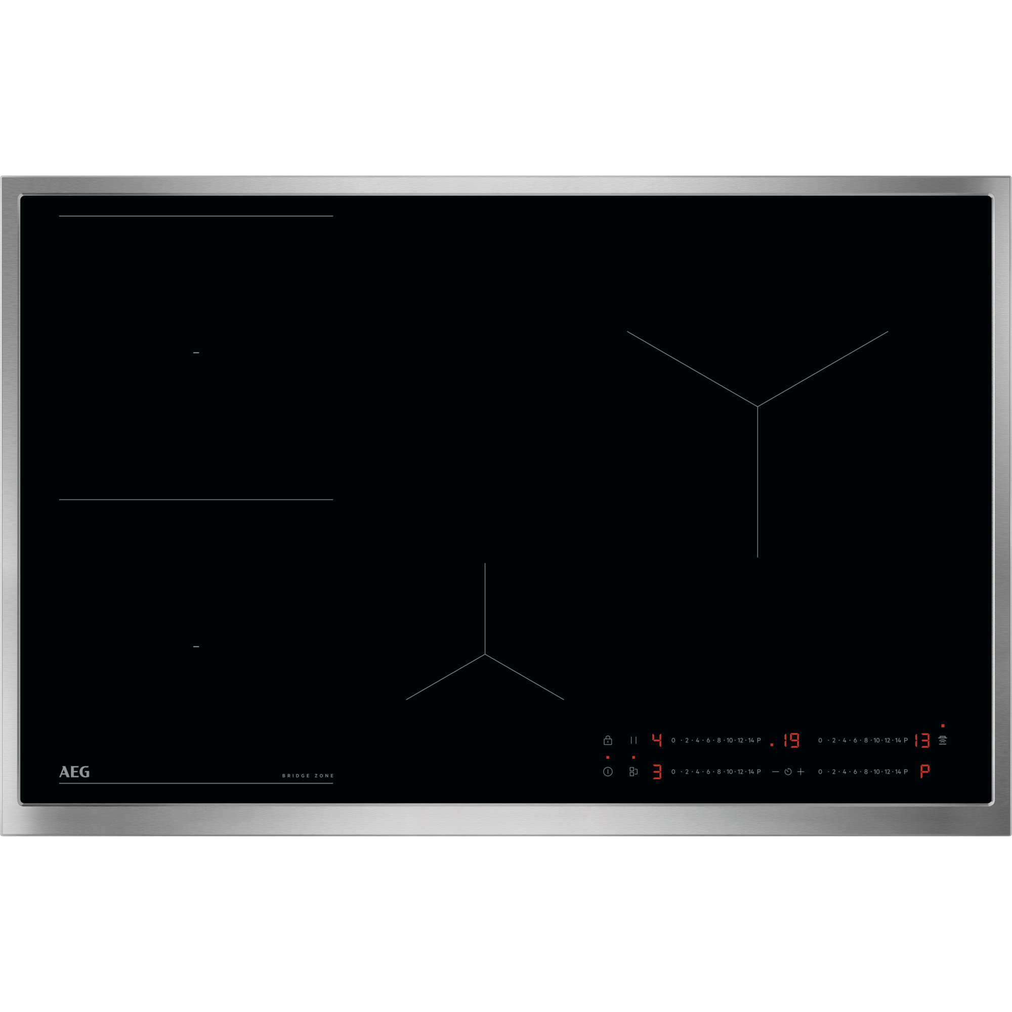 7333394062433 - TO84IB0FRB Autarkes Kochfeld   Induktion 6000 Flex     Hob²Hood   Slider-Bedienung   80 cm   Edelstahlrahmen   Aufliegend   4 Kochzonen   Bridge-Funktion   Powerfunktion   Kindersicherung