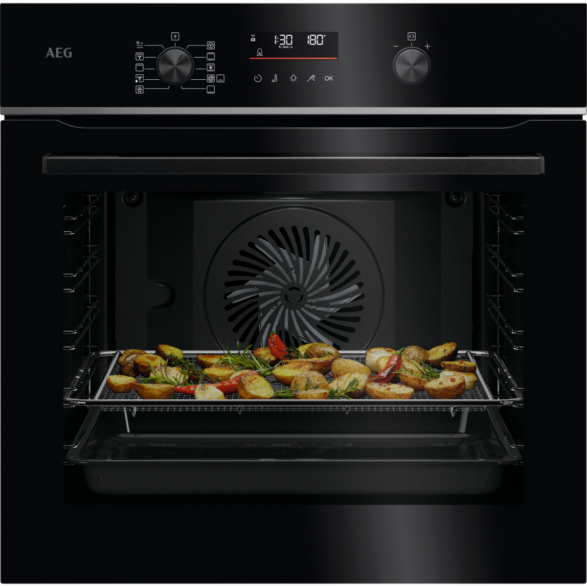 AEG 6000 SenseCook® / Einbaubackofen / WLAN-fähig / Pyrolytische Selbstreinigung / Schwarz