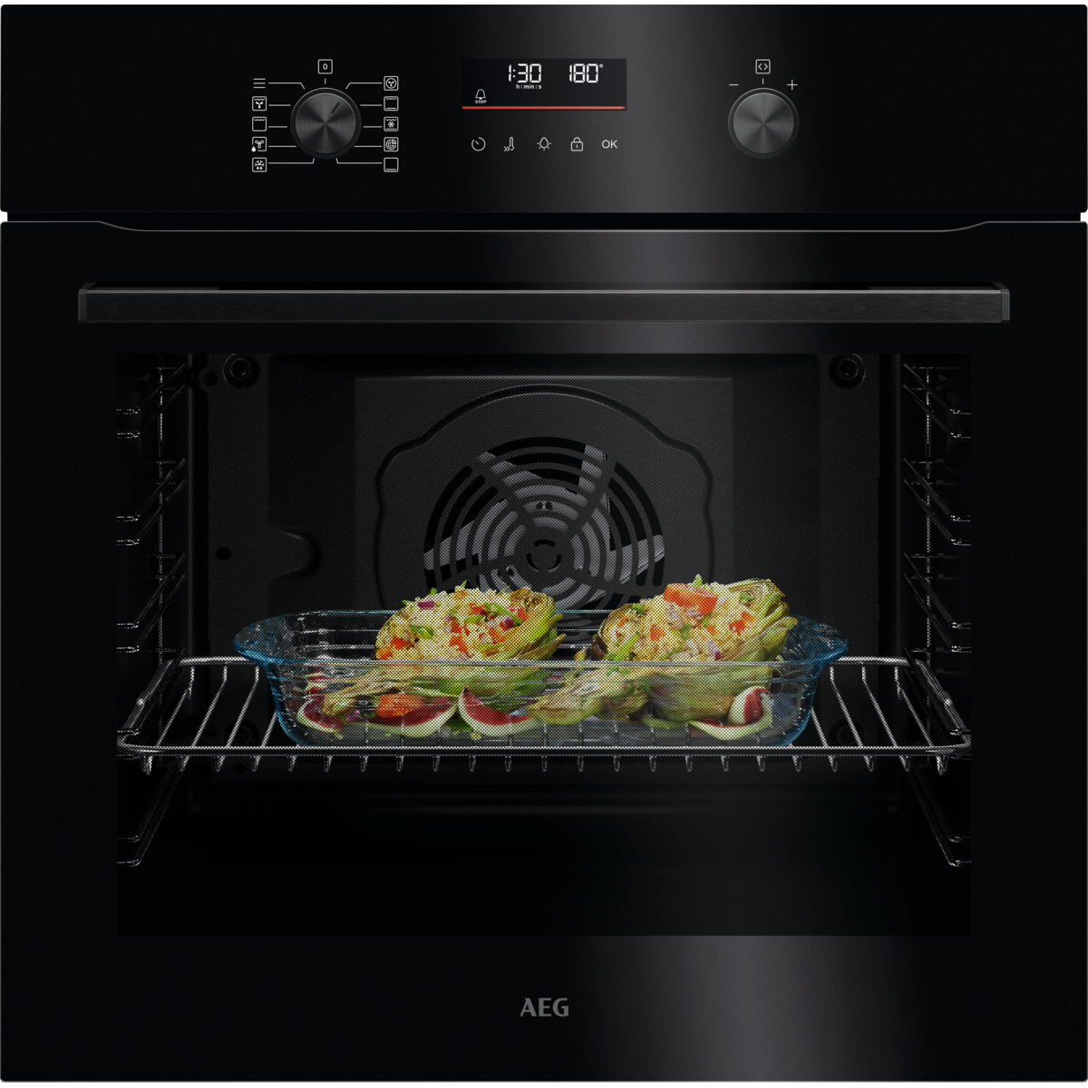 AEG 5000 SurroundCook® / Einbaubackofen / Pyrolytische Selbstreinigung / Schwarz