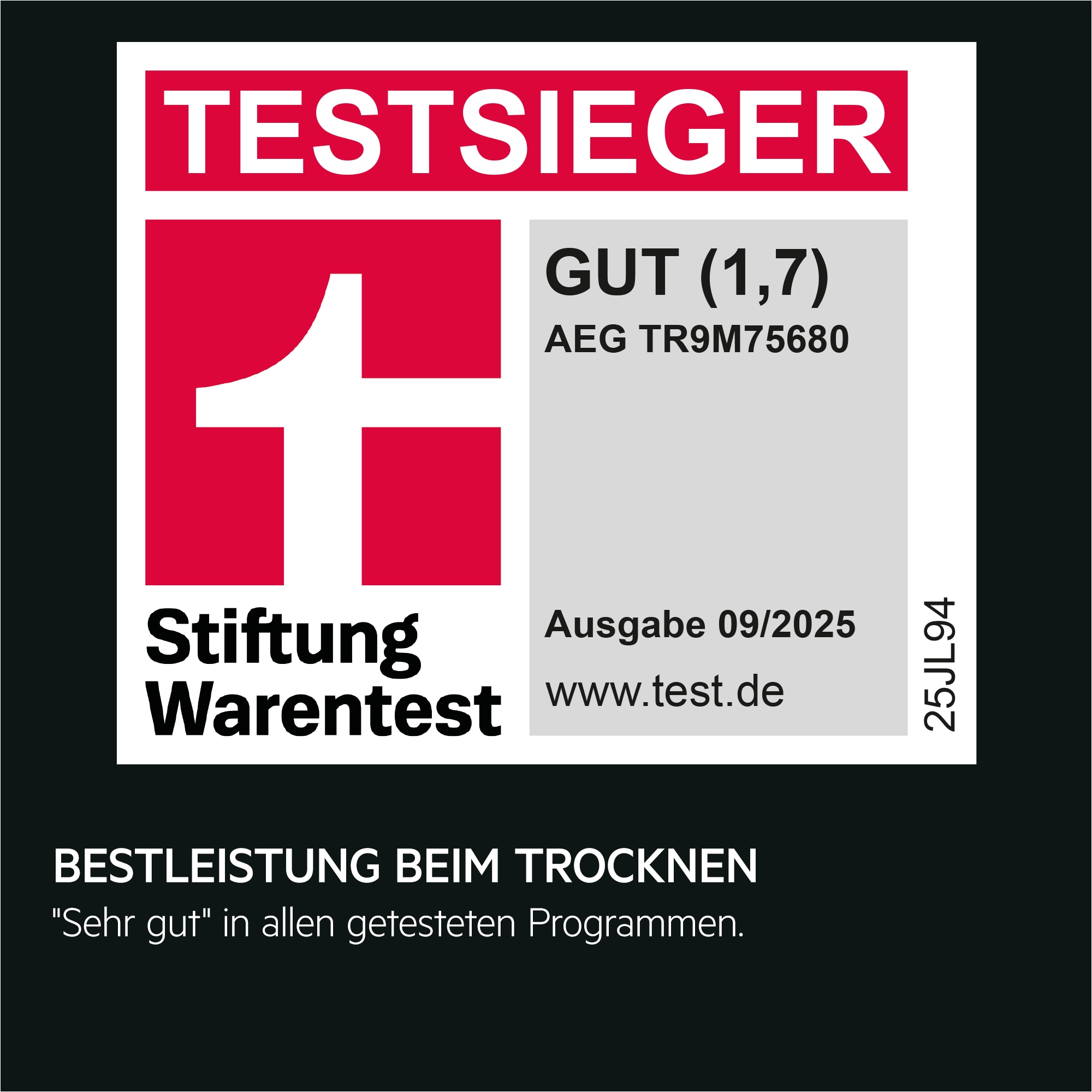 AEG - Wärmepumpentrockner - TR9M75680