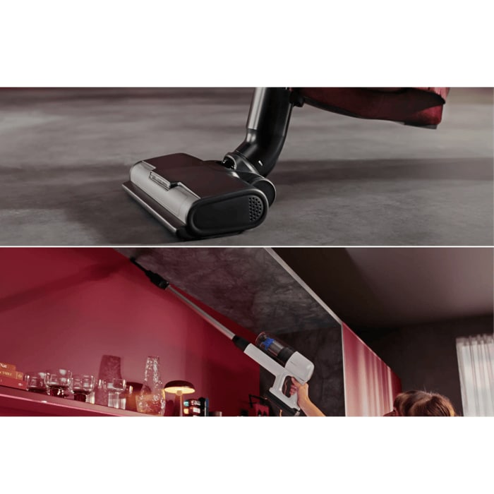 Switch nozzles in a single step with the foot release – no bending needed