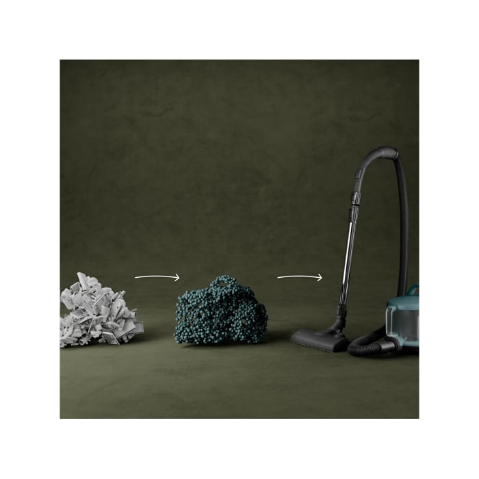 Vacuum cleaner and main nozzle made with up to 50% recycled plastic for a more sustainable choice.