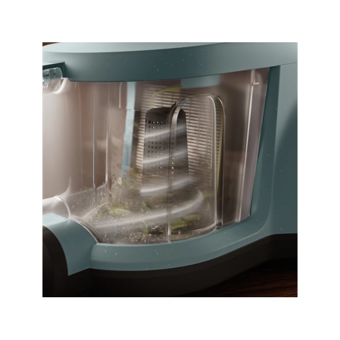 Vacuum cleaner with cyclone separator for efficient cleaning with less frequent bin emptying.*Based on internal test according to IEC 62885-2 edition 2.0.5.1.5, 10 & 5.12
