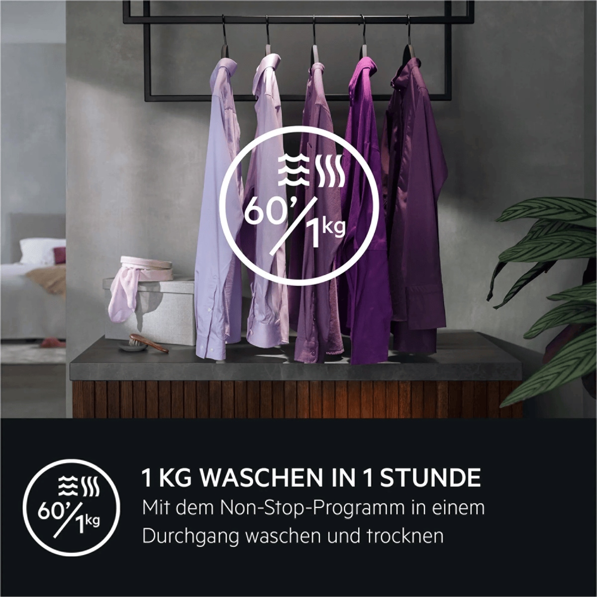 AEG Series 7000 LWR7S65690 Waschtrockner Freistehend Frontlader Schwarz
