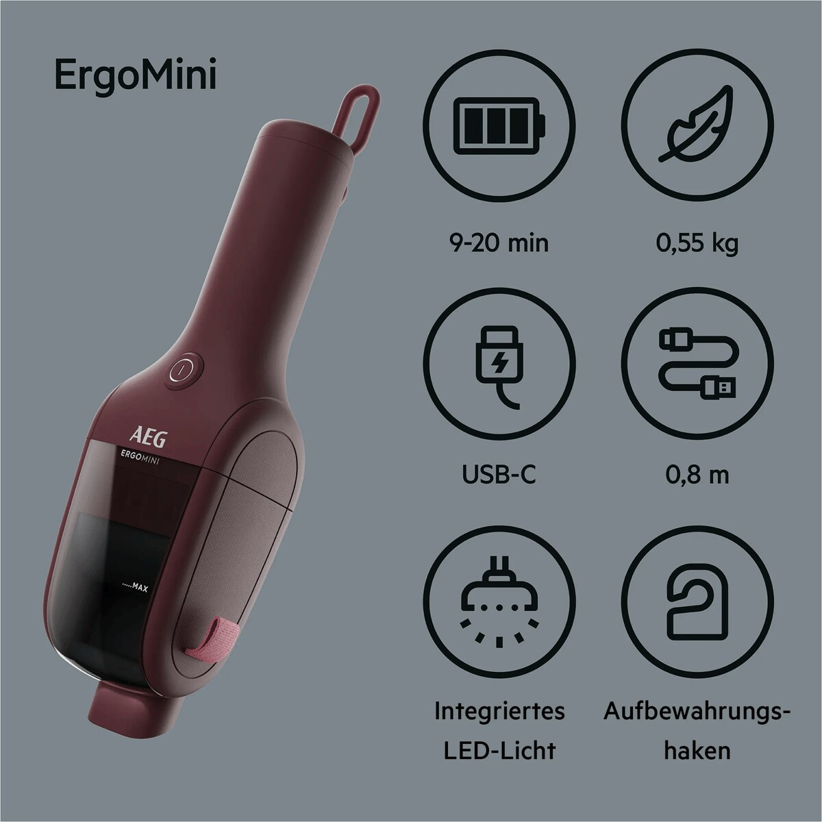 Integriertes LED-Licht
Aufbewahrungshaken