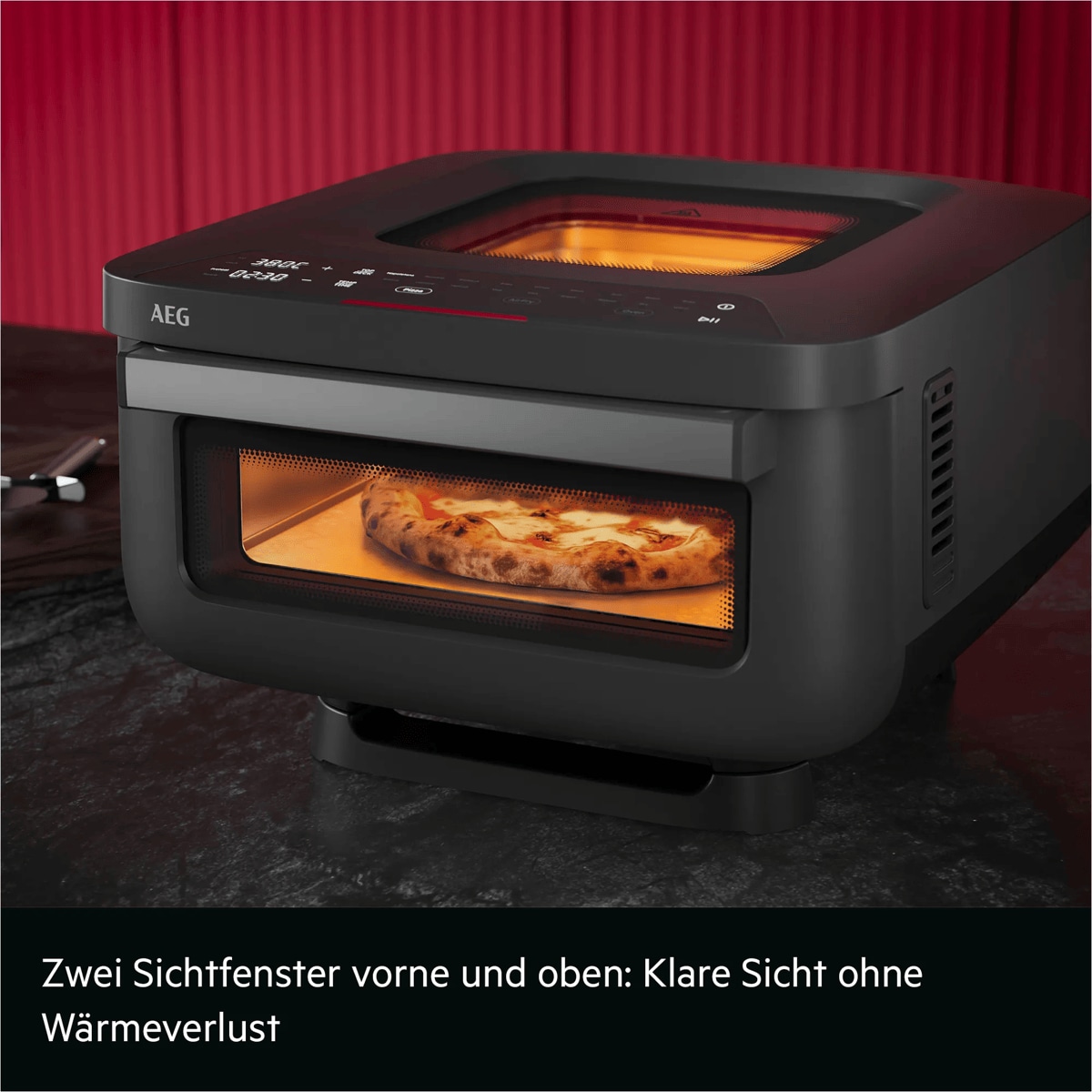 Zwei Sichtfenster vorne und oben: Klare Sicht ohne Wärmeverlust