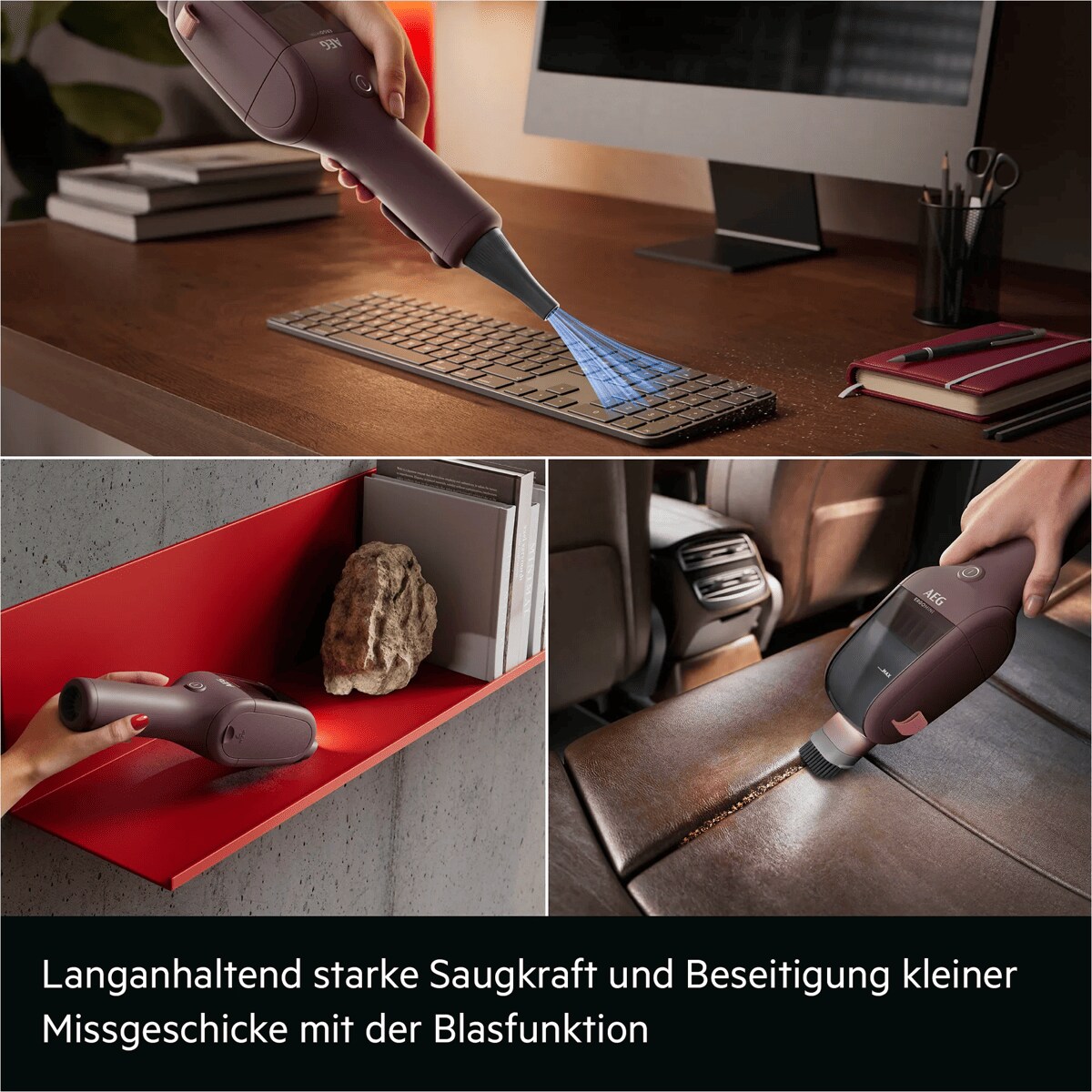 Langanhaltend starke Saugkraft und Beseitigung kleiner Missgeschicke mit der Blasfunktion 