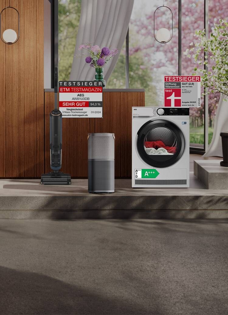 Washing machine, air purifier and cordless vacuum cleaner from AEG