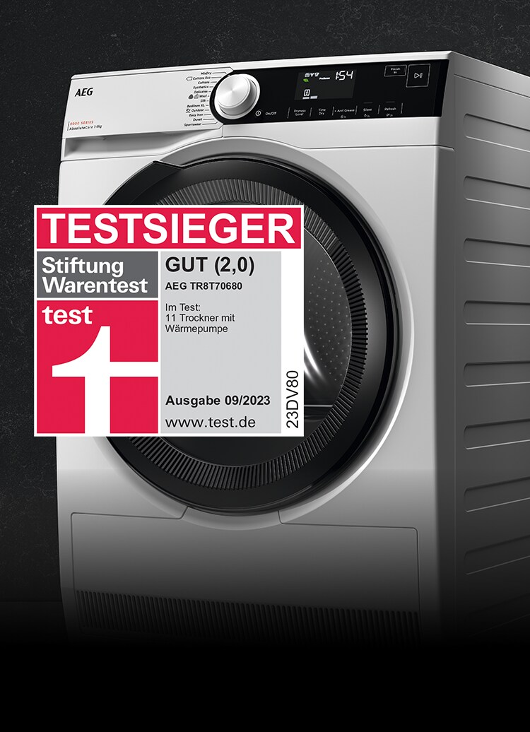 AEG Wäschetrockner TR8T70680 ist Testsieger bei Stiftung Warentest