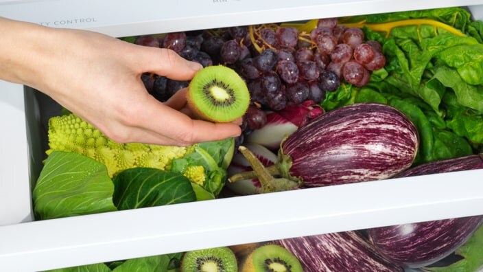 Kiwis, Auberginen, Weintrauben