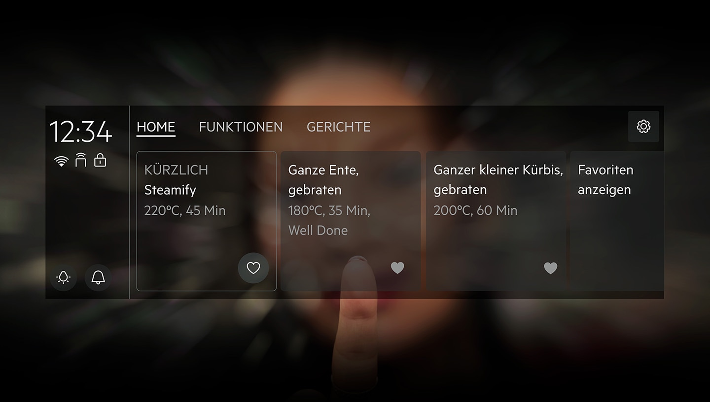 Anzeige der CookSmart Funktionen auf einem Display.