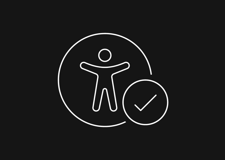 Person in a circle with a checkmark