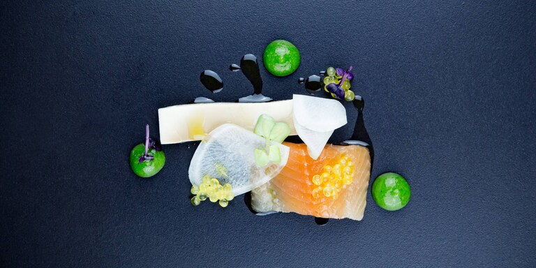 IKE JIME SAIBLING // KAVIAR // RAUCHAALSUD // SEIDENTOFU // GEREIFTE SOJASAUCE