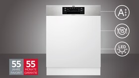 Mit dem AEG Geschirrspüler FAV55IM0P können gleichzeitig bis zu 15 Maßgedecke gereinigt werden.