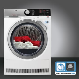 Dank des AbsoluteCare®-Systems trocknet der Wäschetrockner T8DE76684 von AEG Wäsche so sanft, dass er mit dem Woolmark-Blue-Zertifikat ausgezeichnet wurde.