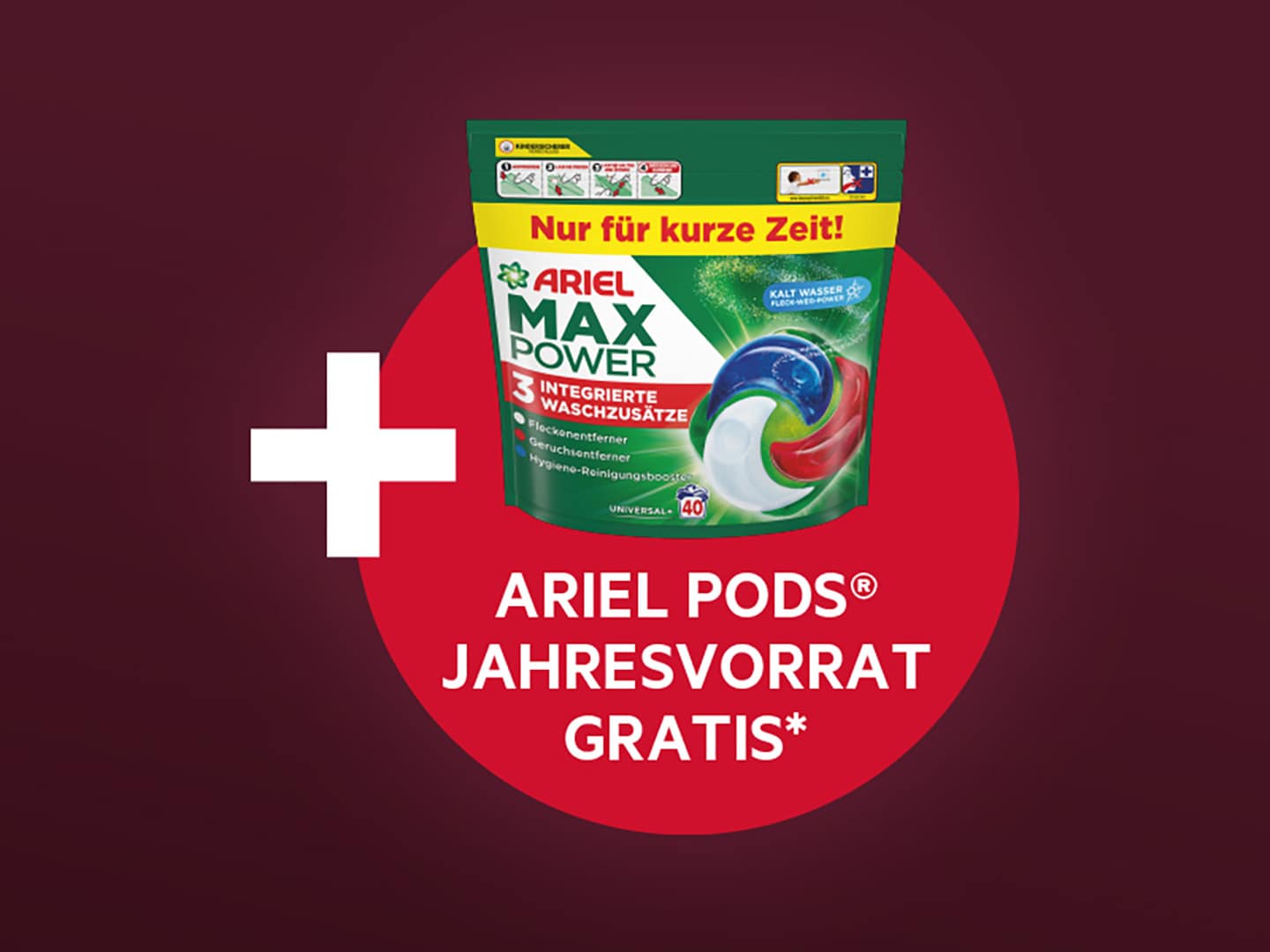 Ariel MaxPower PODS® Jahresvorrat gratis – Aktionsangebot