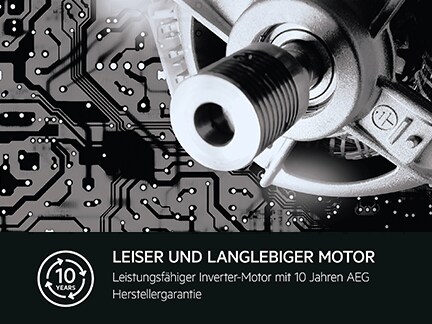 Detailaufnahme eines leisen und langlebigen Inverter-Motors.